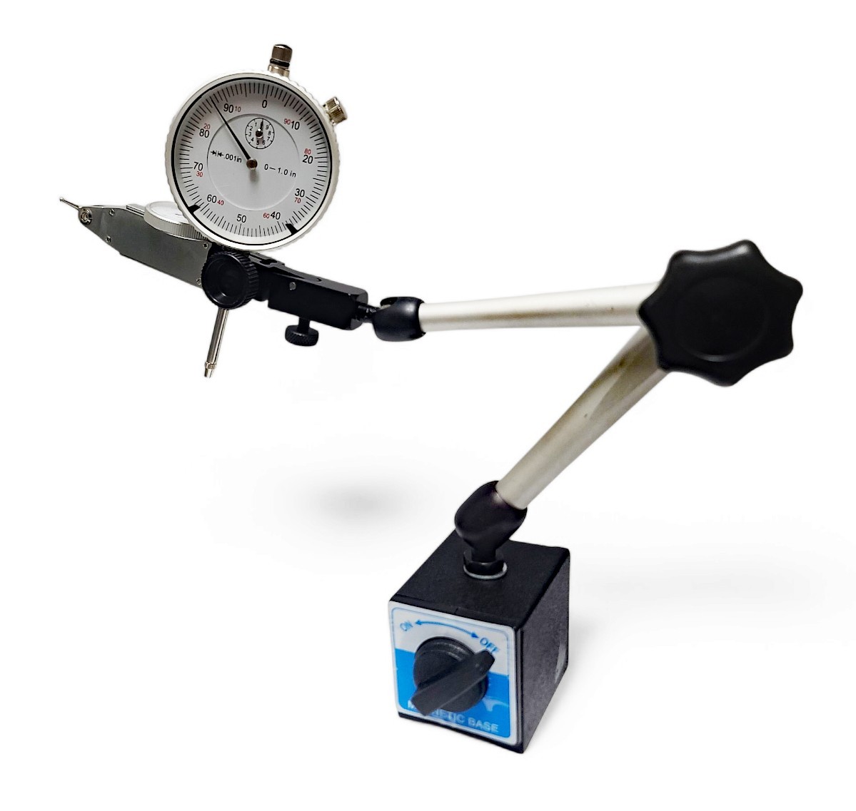 Magnetic Base 0.0005" Test Indicator And 0.001" Dial Indicator Fine Adjustment