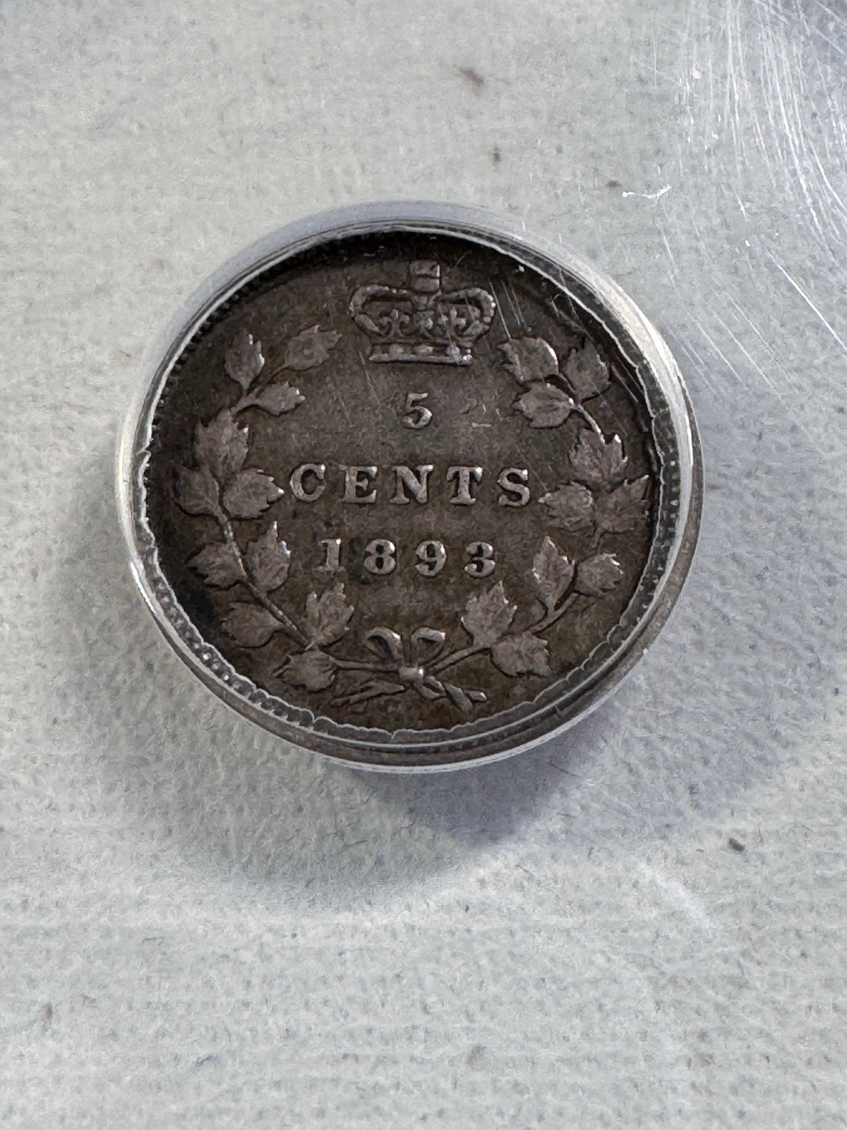 1893 Canada 5 Cents Small Silver Coin Graded F 12 by ANACS