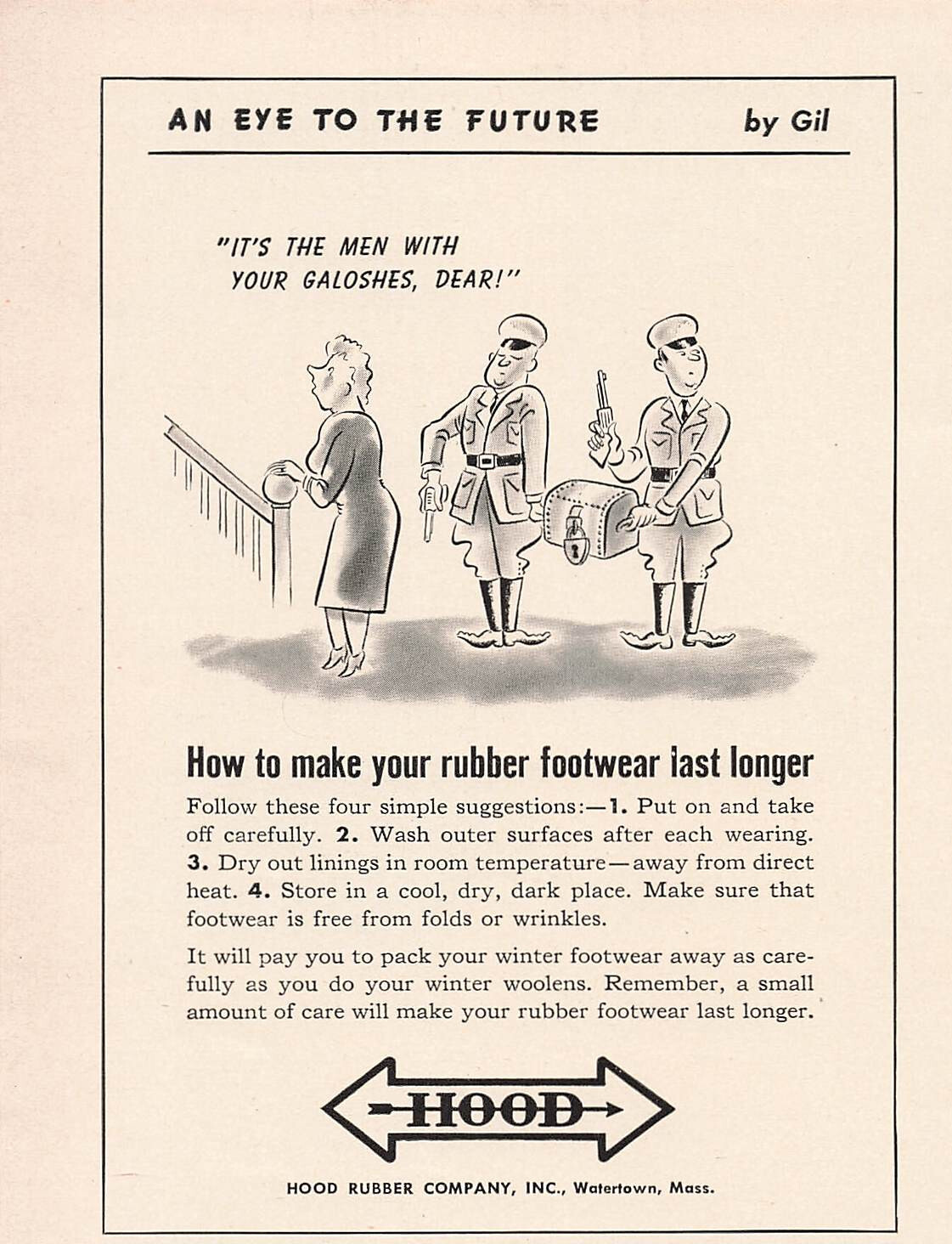 Hood Rubber Co Print Ad Shoe Advertising WWII World War 2 Watertown MA 1942