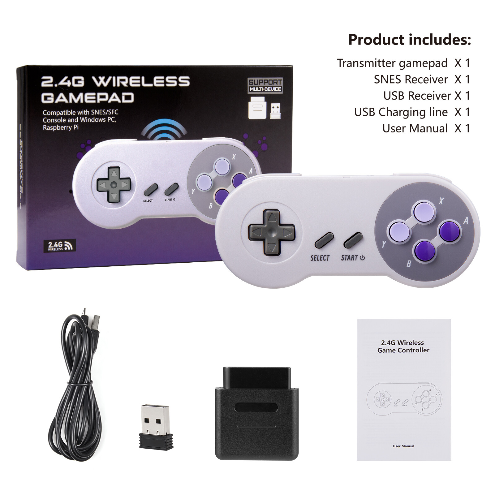 2x Wireless SNES Controller Remote Gamepad For Original Super SNES Console & SFC