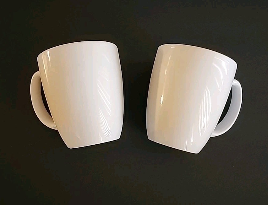 2 Vintage White Corelle Stoneware Coffee Cups, Preowned, Good