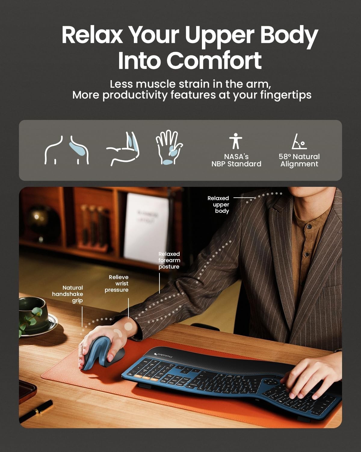 Compact Bluetooth Vertical Mouse with Adjustable DPI - Ergonomic & Rechargeable