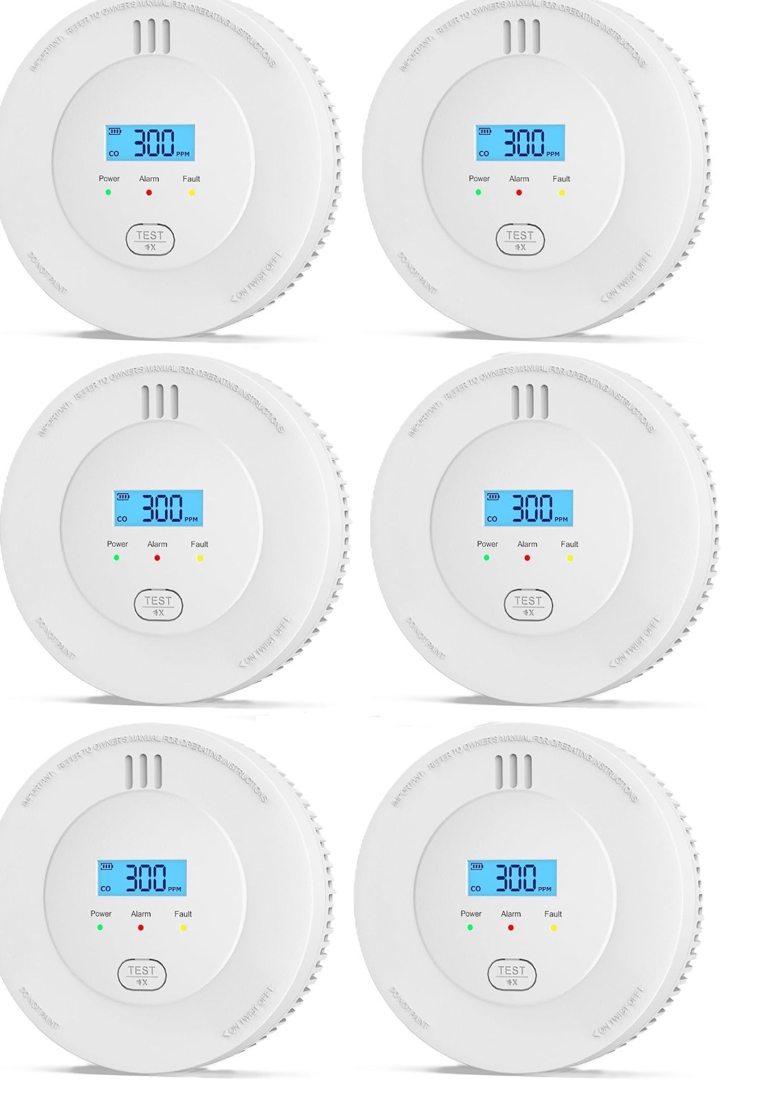 6 Pack Smoke and Carbon Monoxide Alarm for bedroom,kitchen,kidsroom,battery