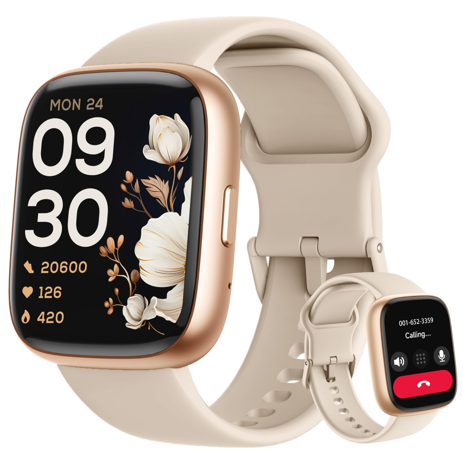 "44mm Smartwatch with Alexa, Waterproof, Heart Rate, Sleep Monitor for iOS &