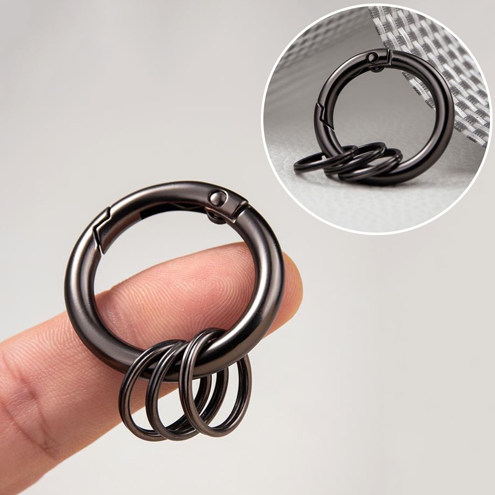Keychain Trigger Buckle Kit Spring O Ring Round Circle Carabiner Hooks Clip, ...