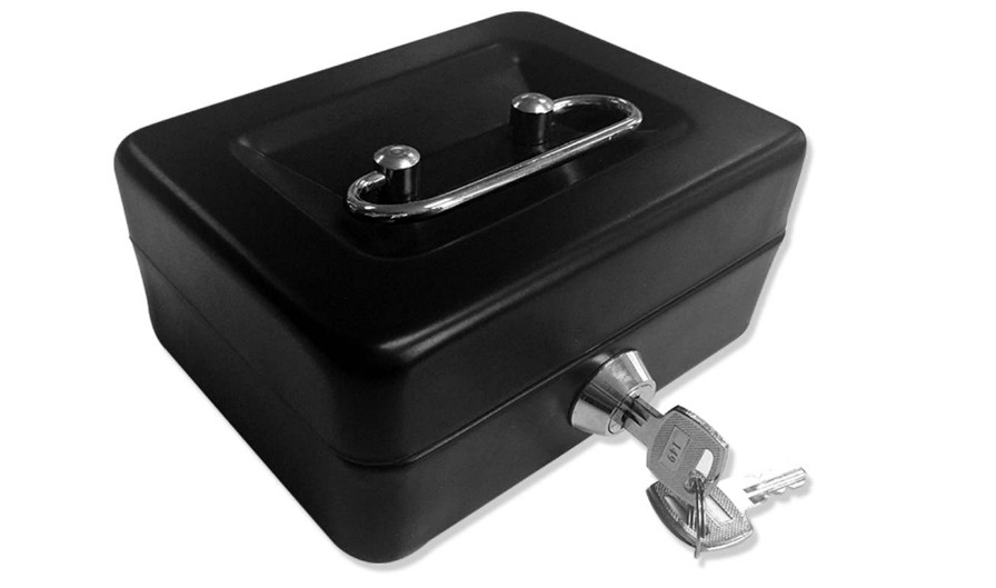 Small Lock Box Steel Money Keeper Cash Jewelry Gold Black Security Chest Key Use