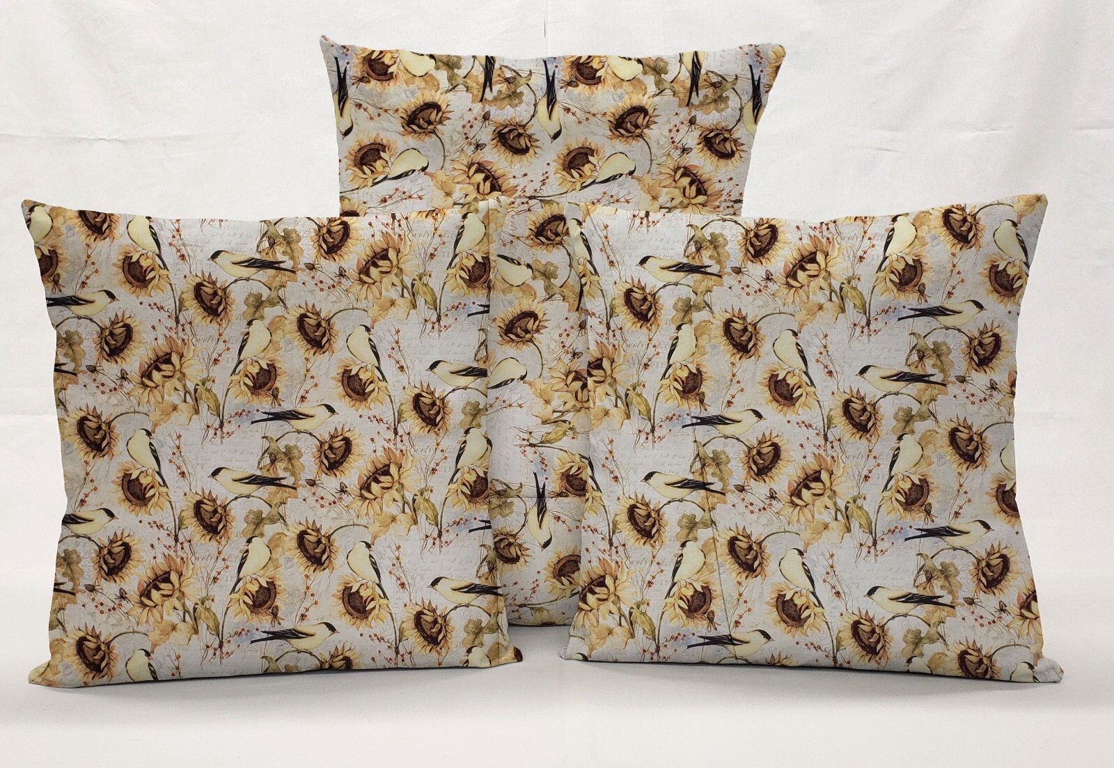 Harvest Sunflowers & Birds Pillowcase / Pillow Cover (Many Sizes)