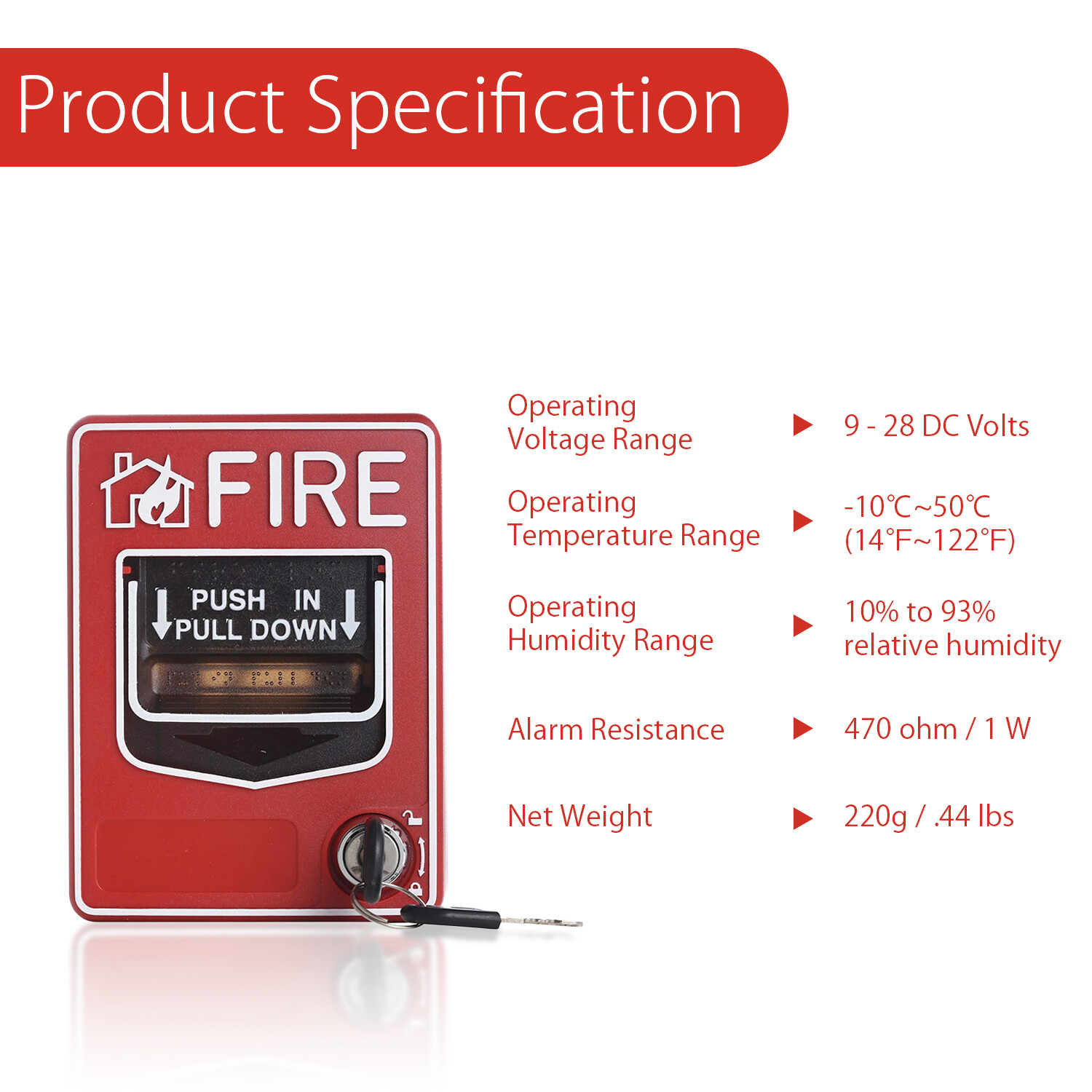 Fire Alarm Dual Action Manual Call Point Wired Emergency Pull Station