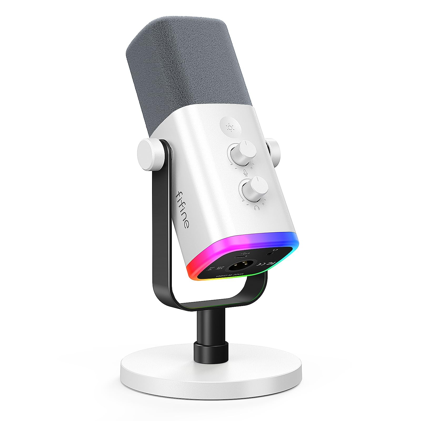 FIFINE AmpliGame AM8W XLR/USB Gaming Microphone for Streaming Podcasting White