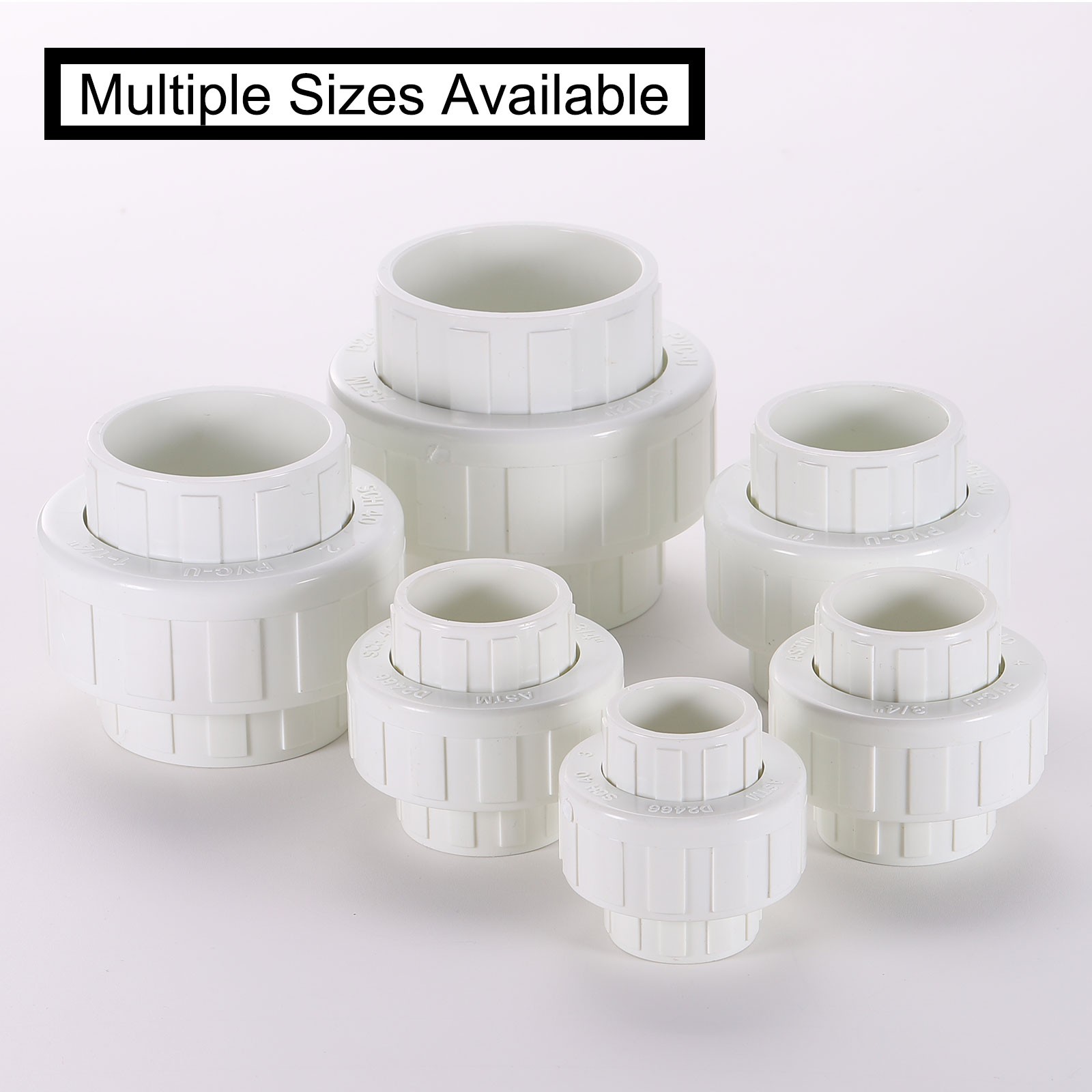 4Pcs 2" UPVC Union Coupling Pipe Fitting, UPVC Union Coupling Adapter, White