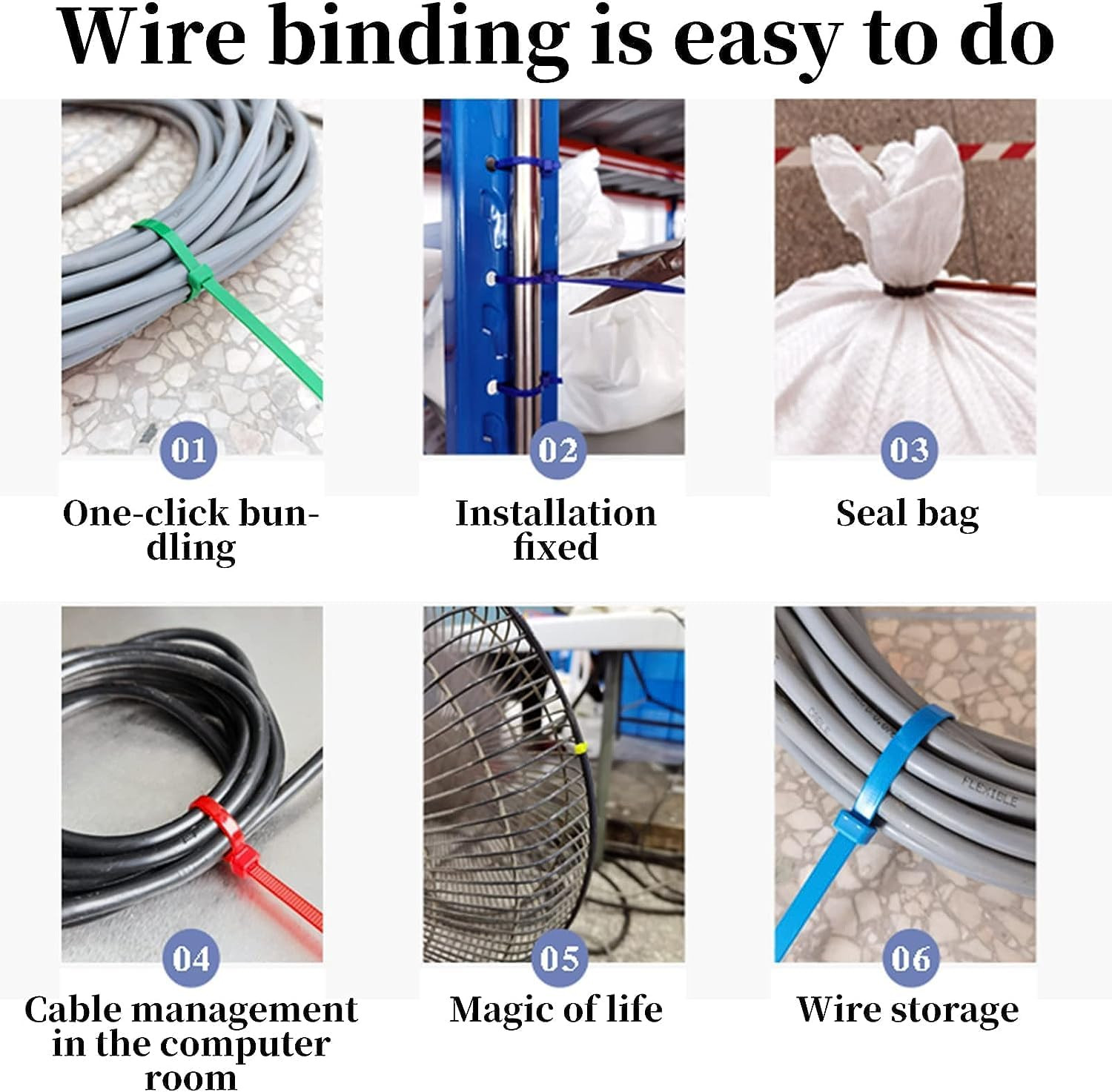 1200 Pieces Zip Ties, Multi-Purpose Assorted Colored Self-Locking Nylon Cable Zi