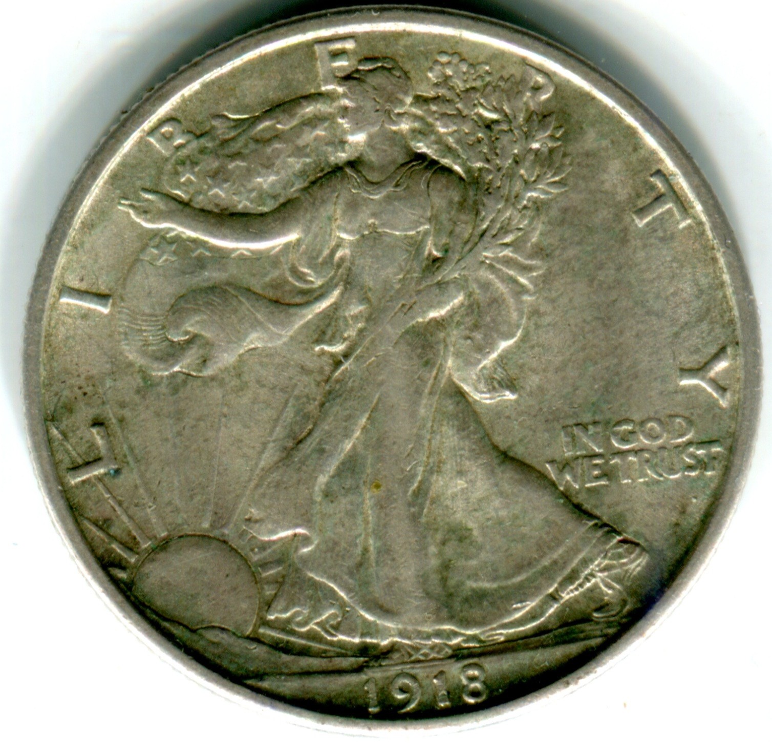 1918-S Walking Liberty Half Dollar 50C Coin  AU Nice Luster!