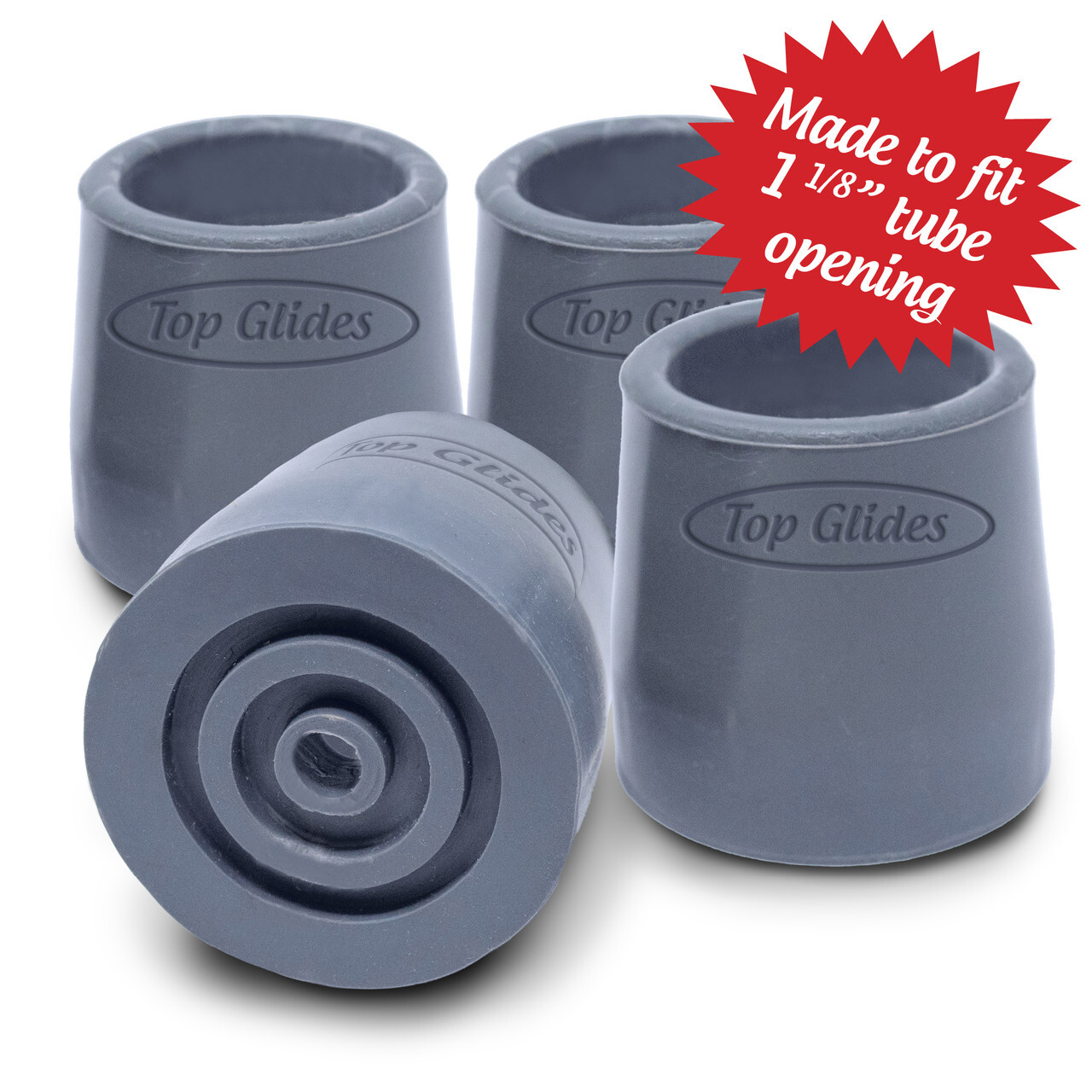 Steel-Reinforced 1 1/8" Rubber Tips - 2 Pairs