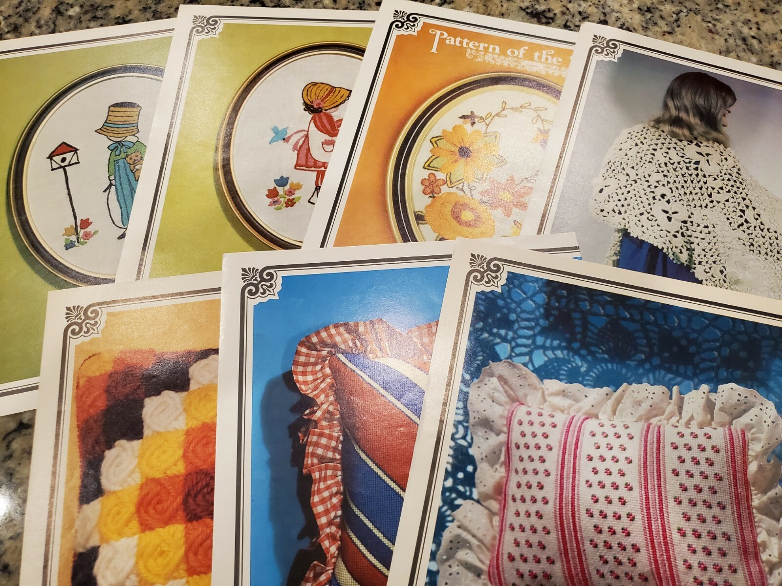 7 Vintage Needlepoint & Stitchery Patterns - Merribee Pattern of the Month LOT