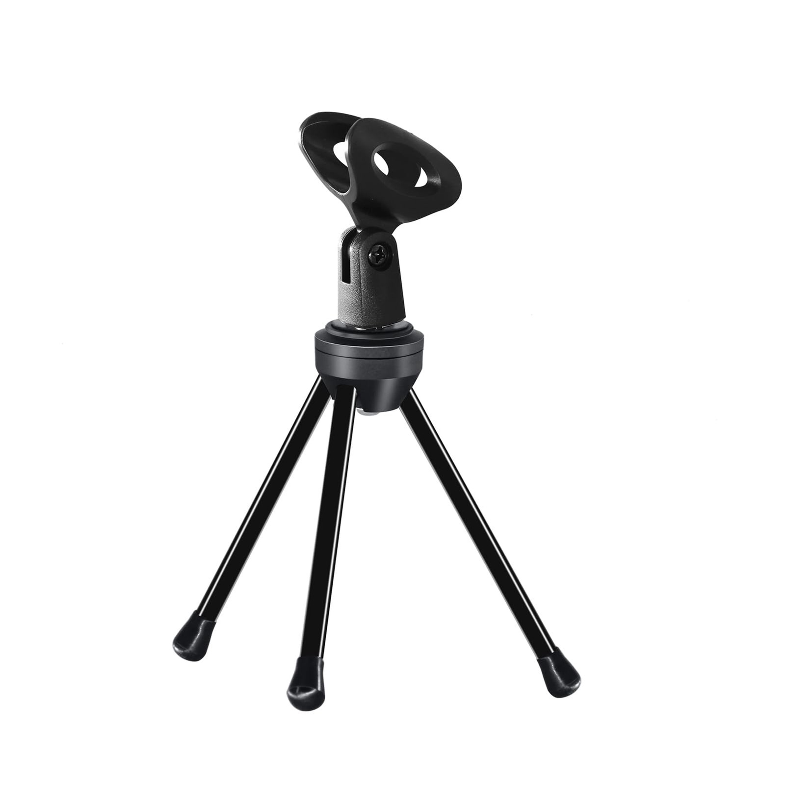 Desk Microphone Stand with Mic Clip Holder, Foldable Tripod with Non-slip Feet A