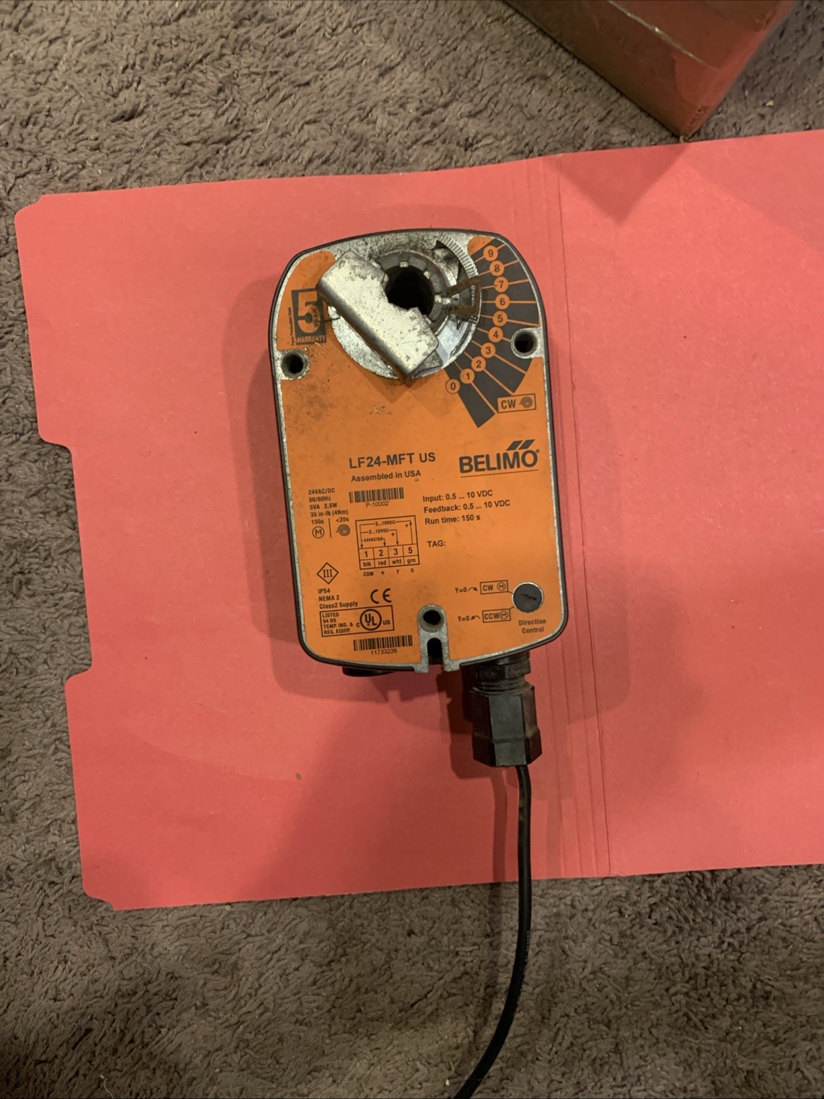 BELIMO LF24-MFT US LF24-MFTUS SPRING RETURN DAMPER ACTUATOR 24VDC USED