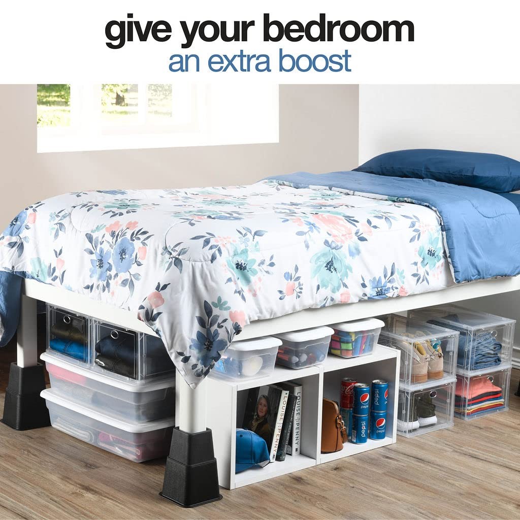 Adjustable Bed Risers - Elevation in 3, 5 or 8 Inch - Heavy Duty Stackable Fu...