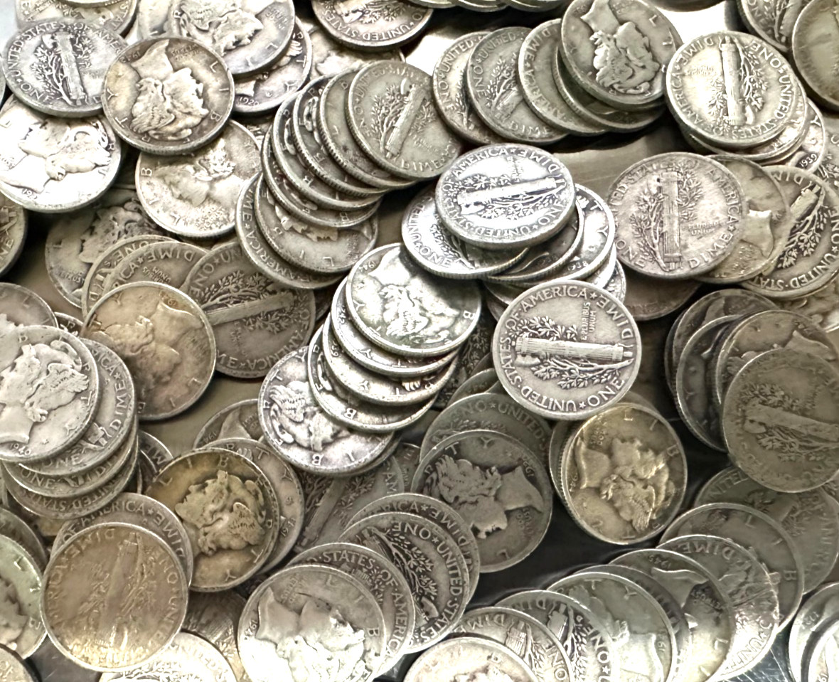 lot of 20ps 90% Silver lot unsearched Mercury Dimes,