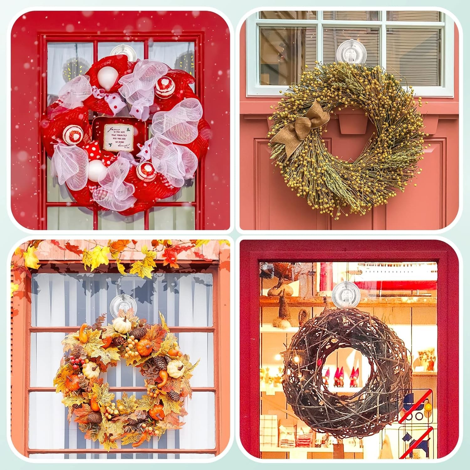 Versatile Clear Wreath Hanger with Large Suction Cup - 2 pcs for Easy Setup