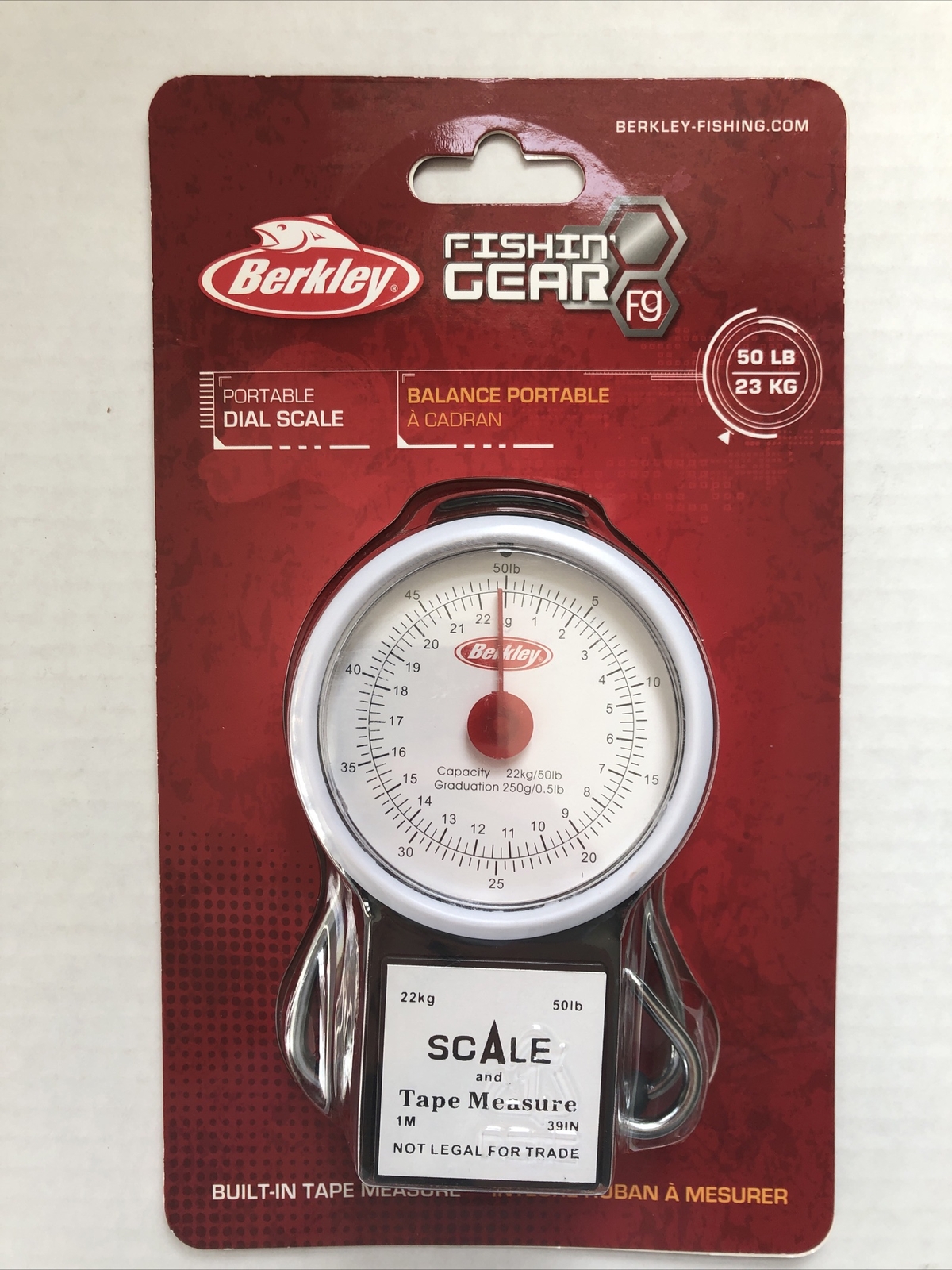 Berkley Portable Fish Scale 50 Lb/23 Kg Dial Tape Measure Fishing Tool New