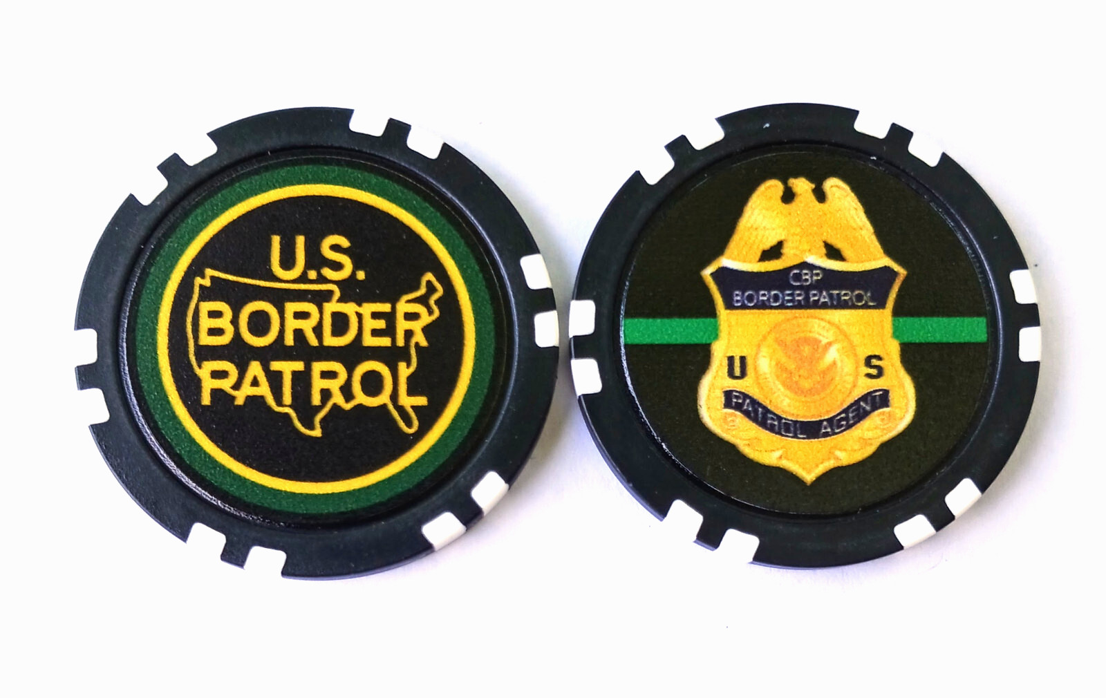 US Border Patrol Poker Chip + BONUS - ((Police Golf Marker Coin)) - FREE USPS!