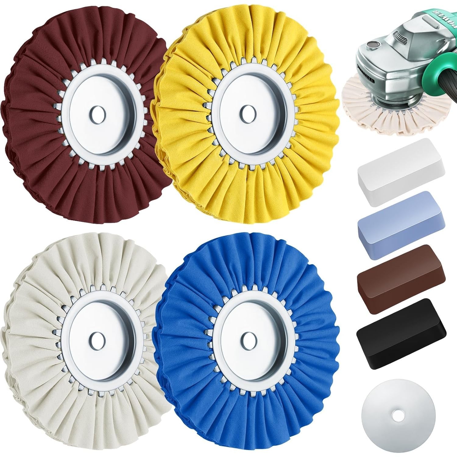8" Buffing Wheels Polishing Kit for Aluminum Wheels - Airway Polishing Pads
