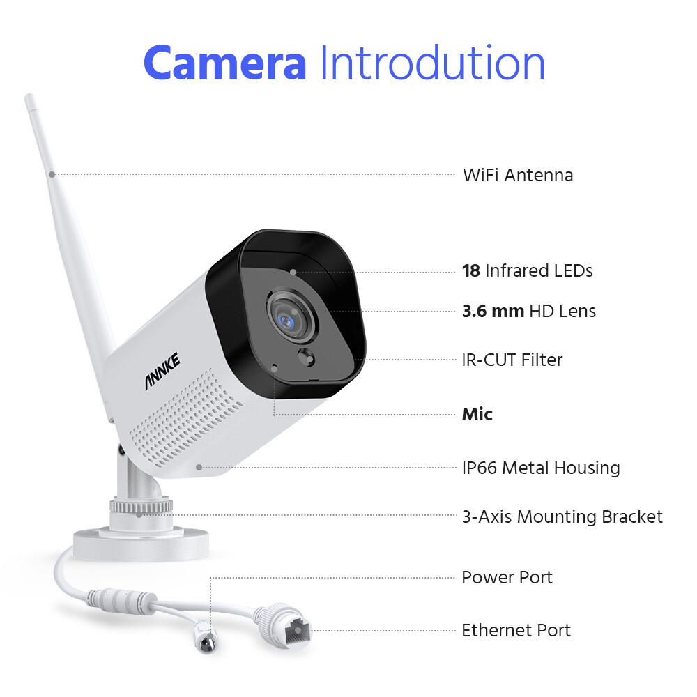 ANNKE 5MP 8CH DVR 3MP Wireless Security Camera System WiFi 2-Way Audio Recording