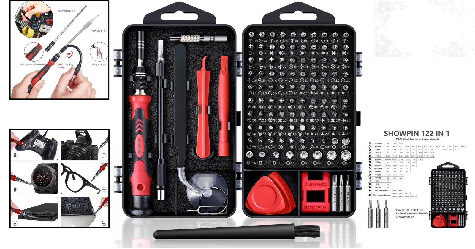 122 in 1 Electronics Repair Screwdriver Set with Magnetic Bits for Computer P...