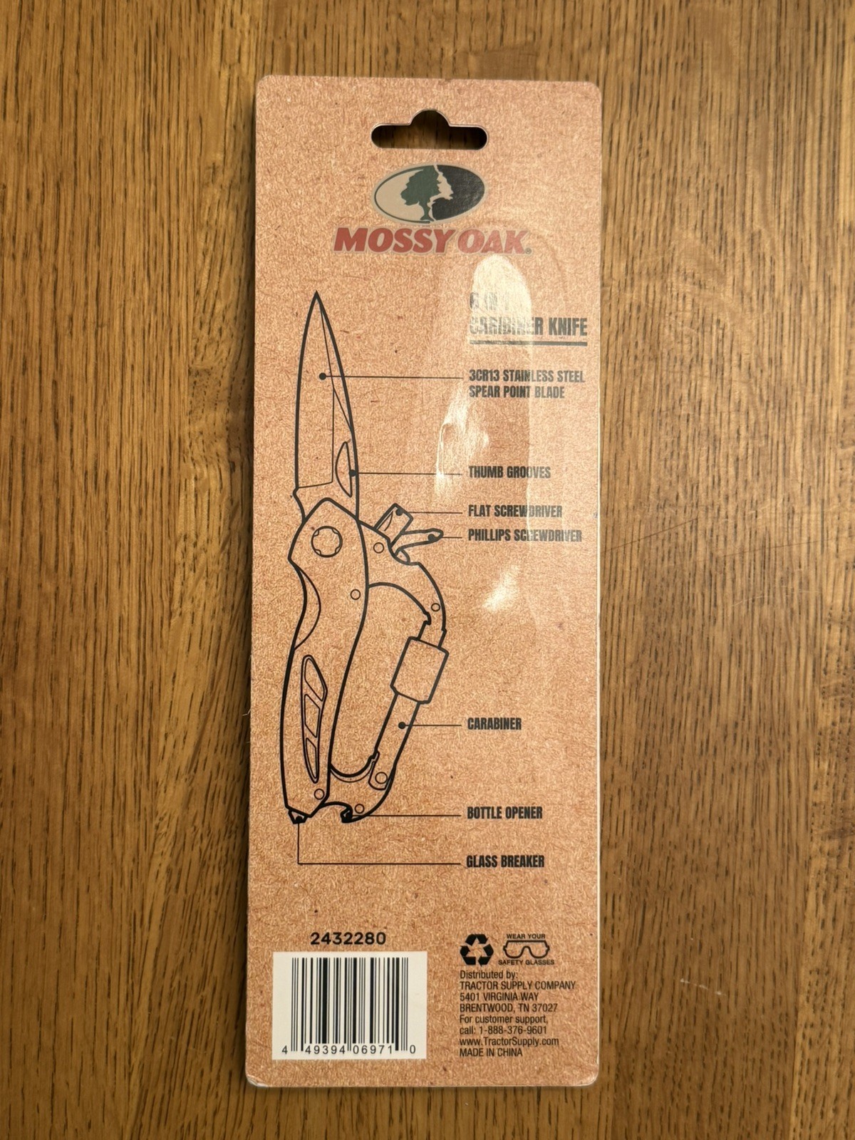 Mossy Oak Carabiner Folding Multi Tool Knife Stainless Steel Blade