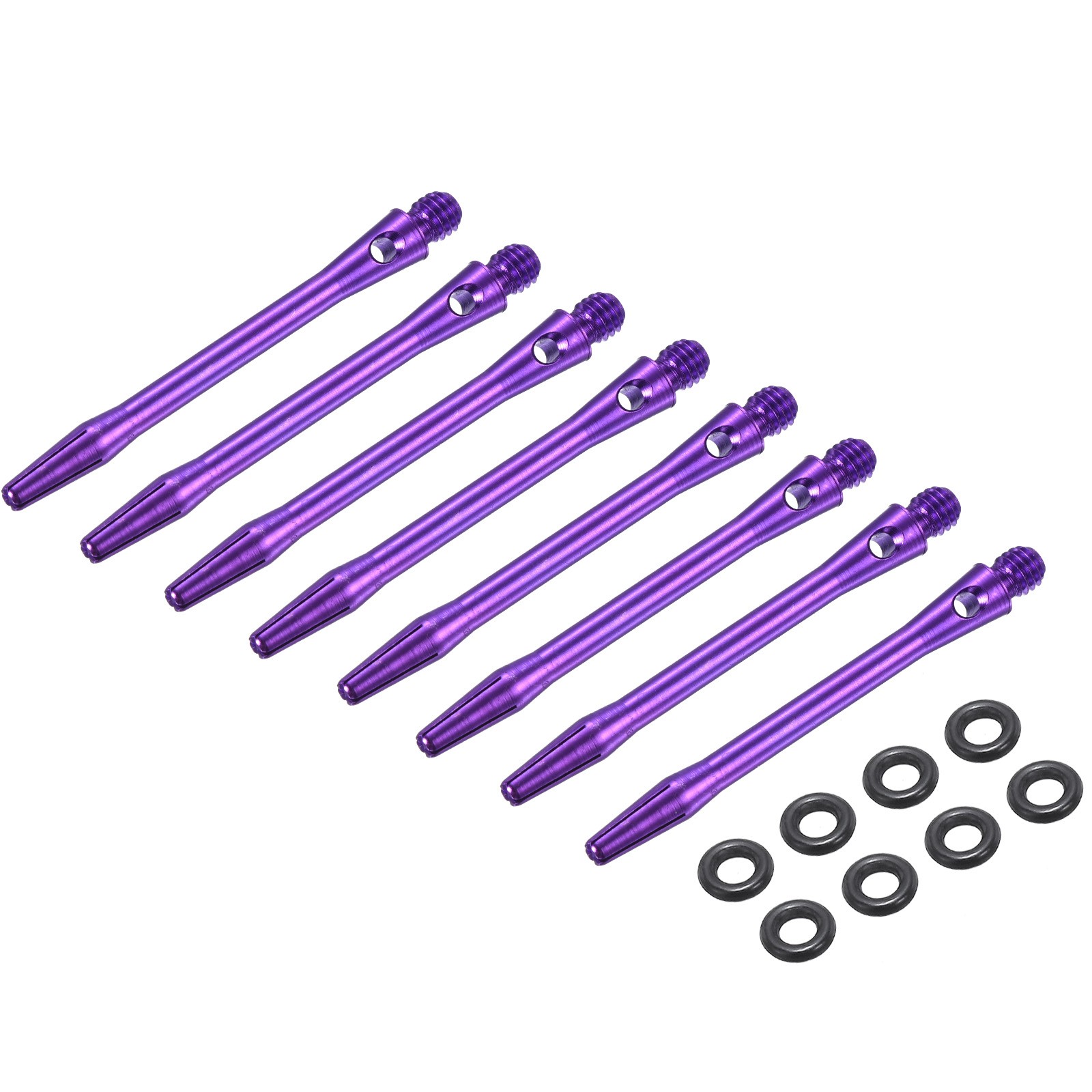 8Pcs 2BA Aluminum Dart Shafts for Steel Tip with Rubber Rings, 48mm Purple