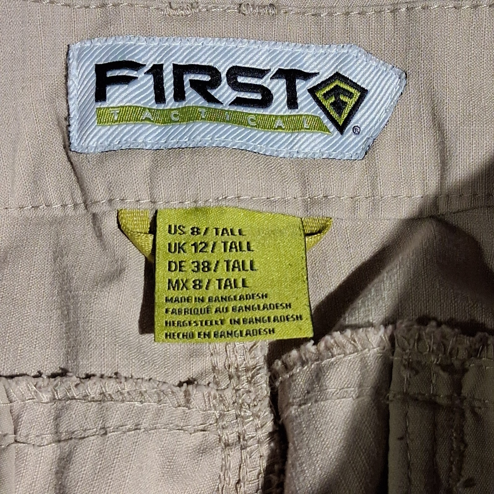 FIRST TACTICAL PANTS wms 8 Tall Defender-124002 Tan Pockets Double Knee EUC