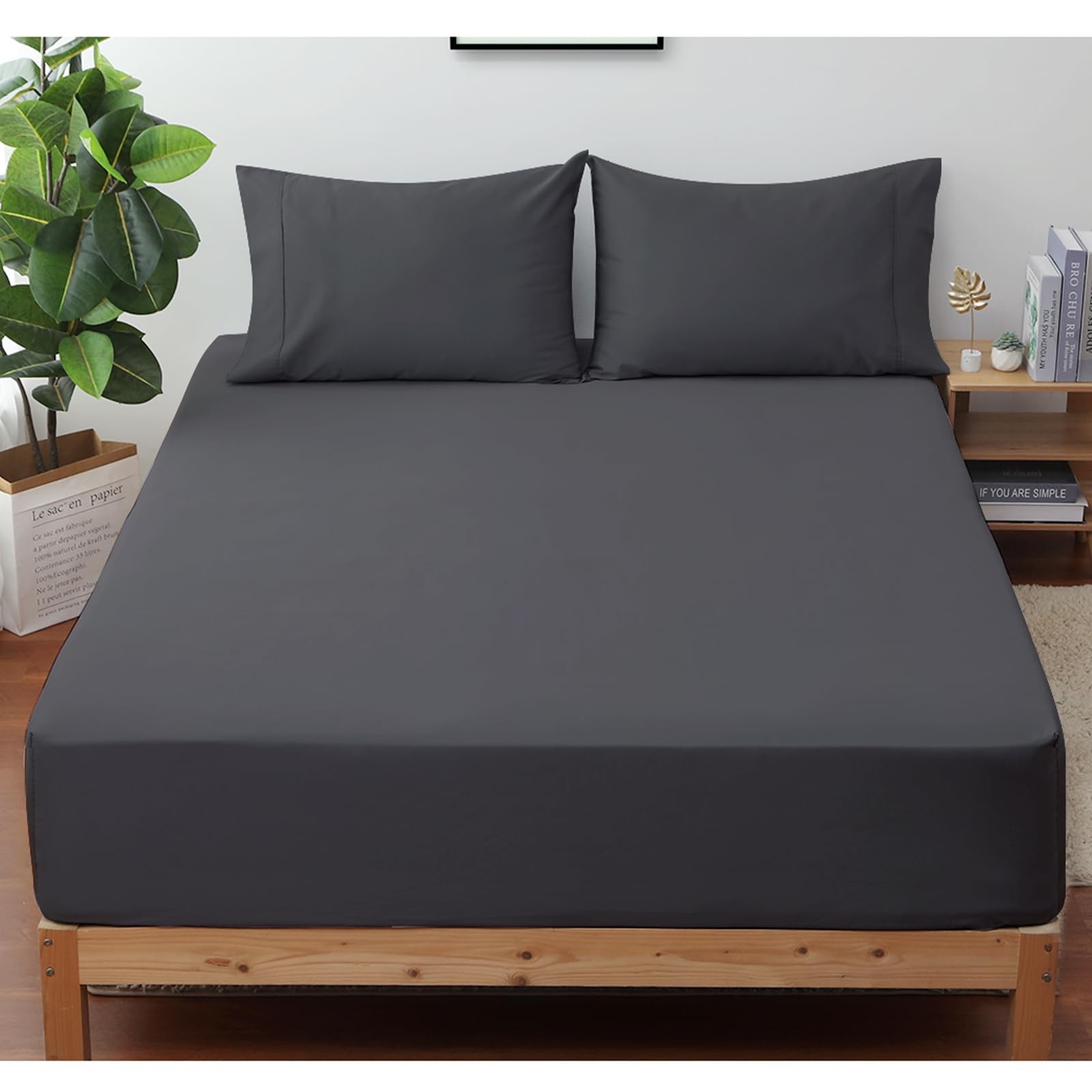 100 Egyptian Cotton 400 Thread Count Cal King Size Sateen Fitted Sheet Only, ...