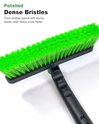 33" Extendable Ice Scraper & Snow Brush for Car Windshield - Foam Grip, Green