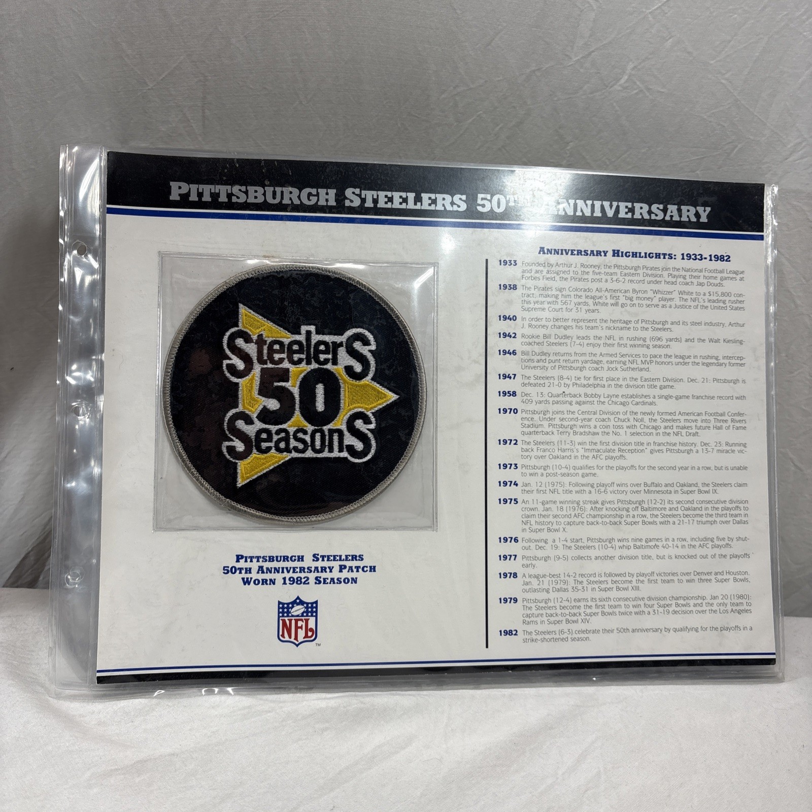 *BRAND NEW* Willabee & Ward NFL 50th Anniversary Pittsburg Steelers Patch 50