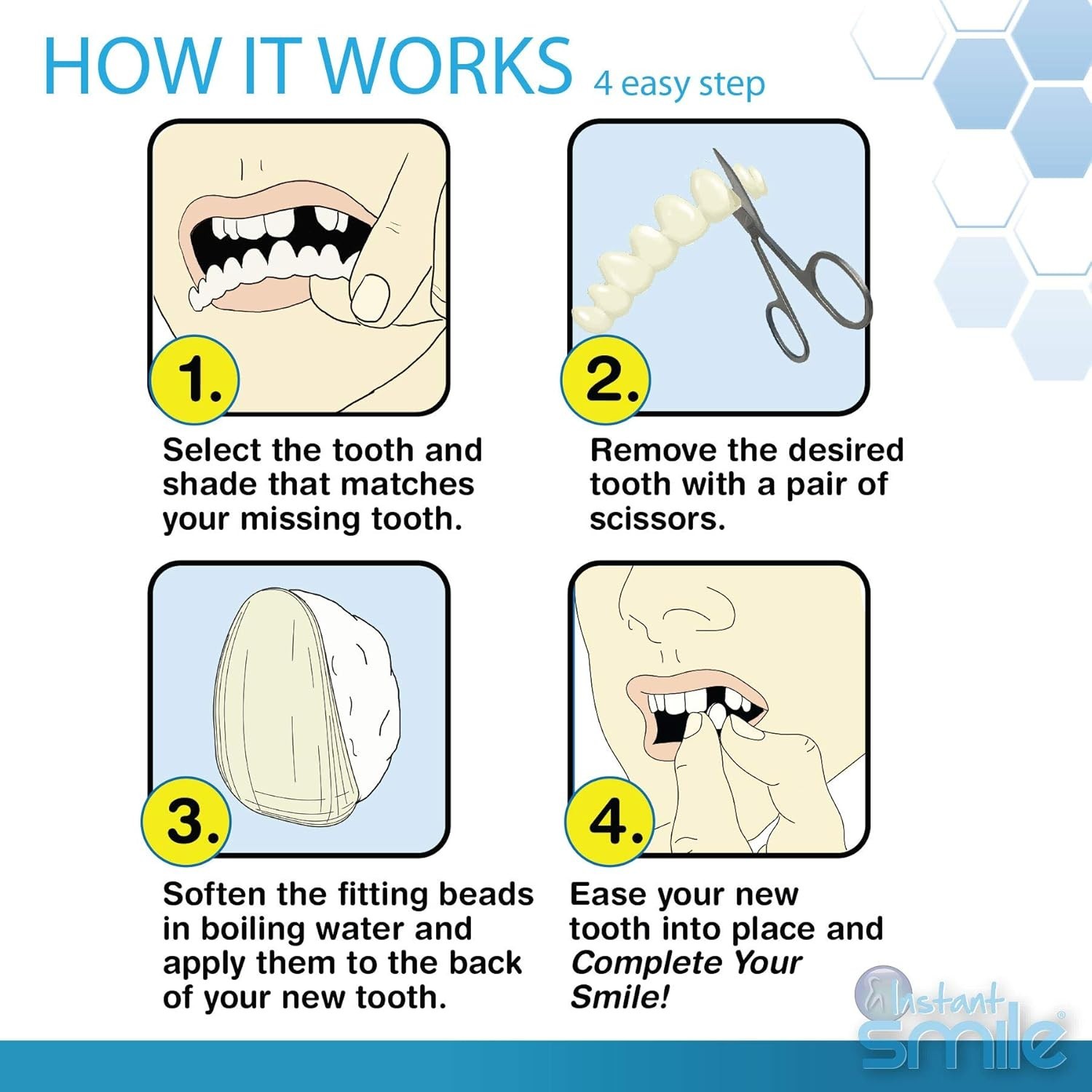 Natural Look Temporary Tooth Replacement Kit - Fit and Style for Missing Teeth