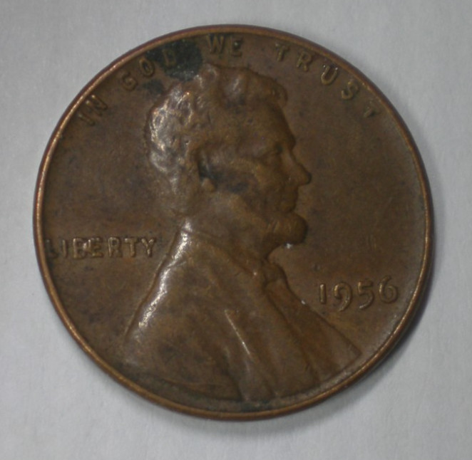 1956 MINT ERROR WHEAT CENT ('BIE' IN LIBERTY)