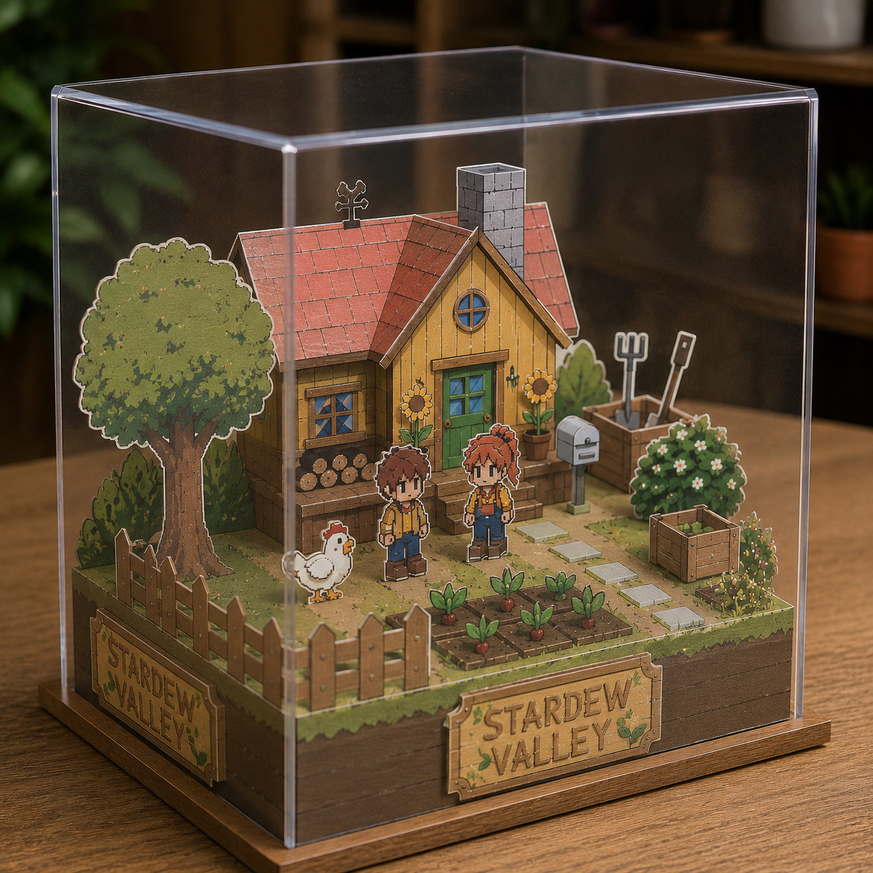 Stardew Valley Inspired Handmade Diorama Cube Farm Shadow Box Gift