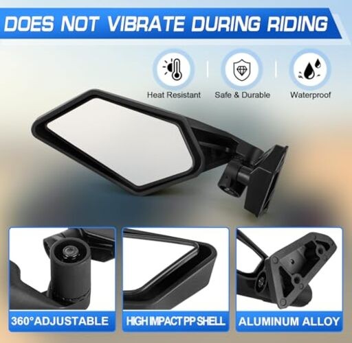 Maverick – 360° Adjustable Folding Rear View Mirrors with X3 Side Mirrors