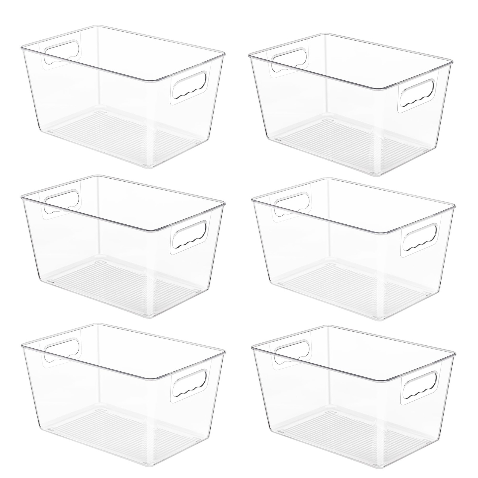 YIHONG 6 Pack Clear Pantry Organizer Bins, L(11.2"L x 7.5"W x 6"H), clear