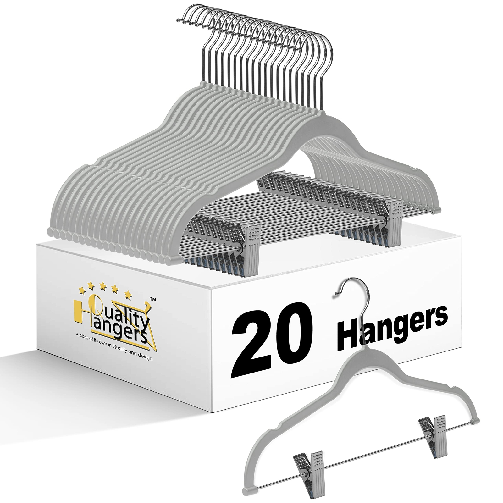 Quality Plastic 20pack Non Velvet Nonflocked Thin Compact Coat Hangers With Meta