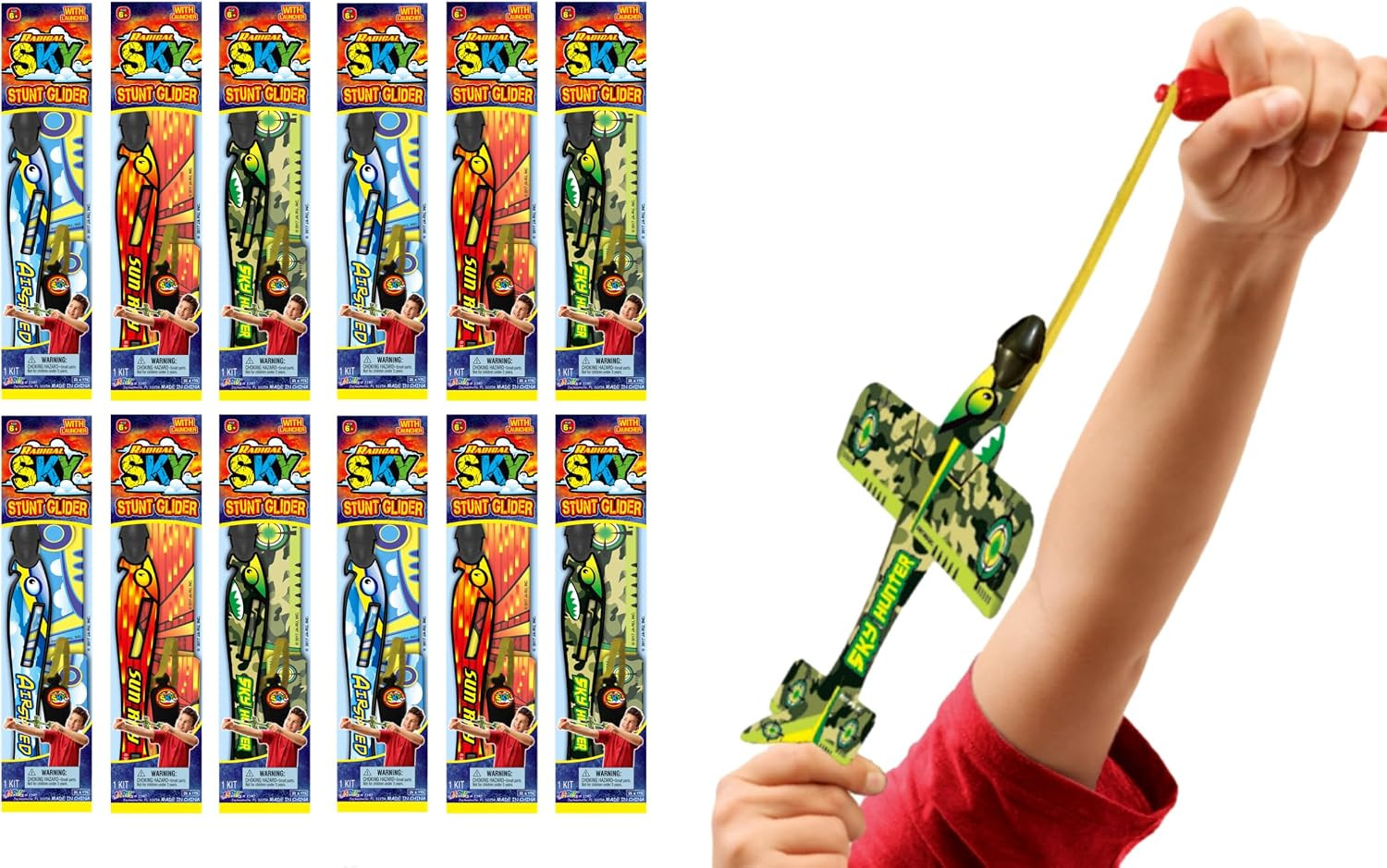 Slingshot Plane Glider W/Rubber Band Launcher Flying Paper Foam Airplanes