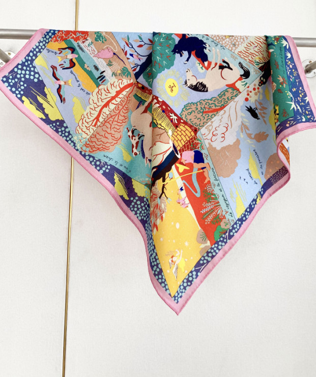 70% Cashmere 30% Silk 2 Face amusement  Print Scarf Double-sided Shawl Wrap 26''
