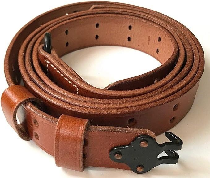 US M1907 Leather Sling WWII M1 Garand Rifle Sling (Leather & Steel Harware)