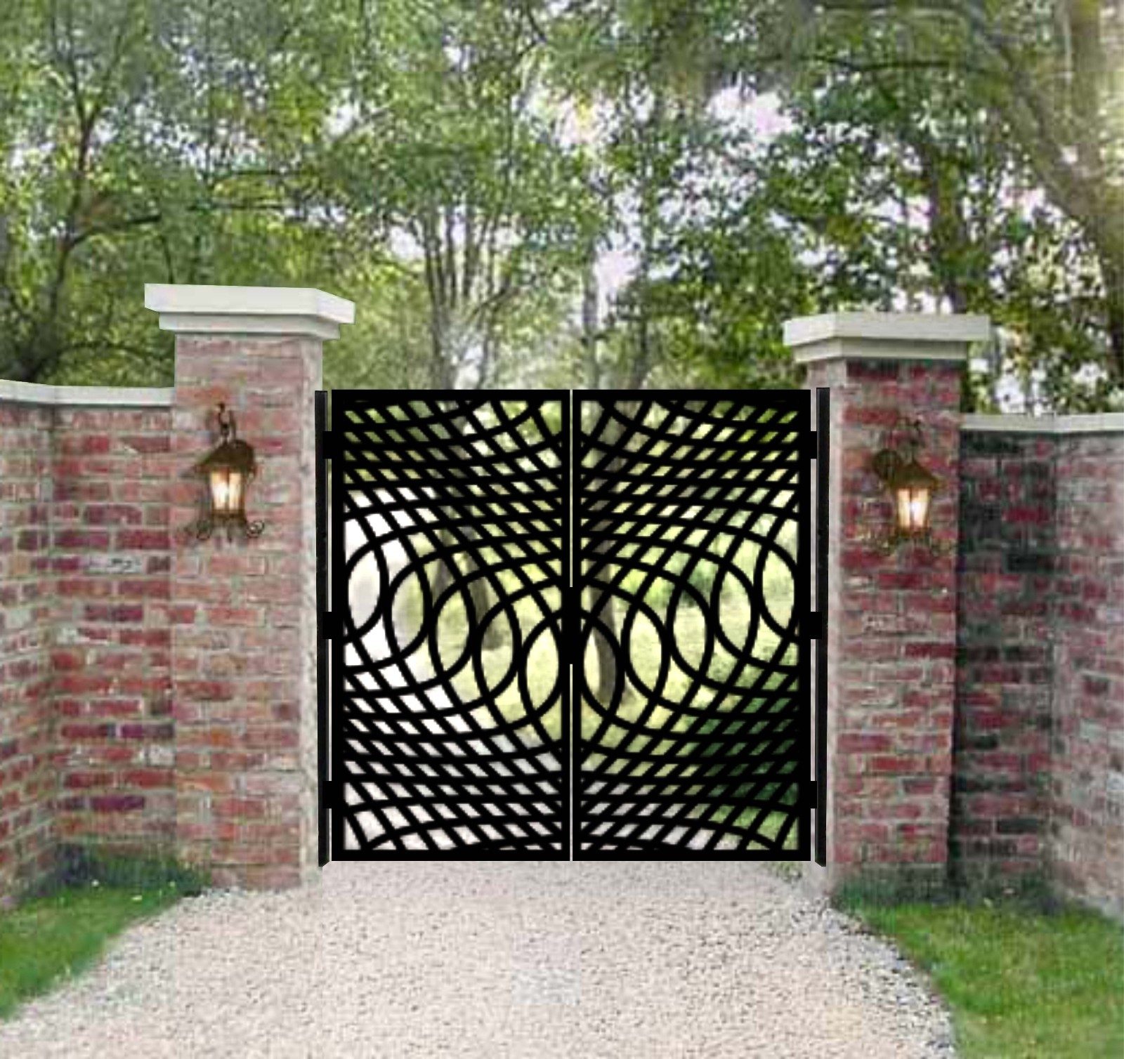 Laser Cut Steel Gate 36"x60" Powder Coated Rust Resistant Metal Entryway Gate