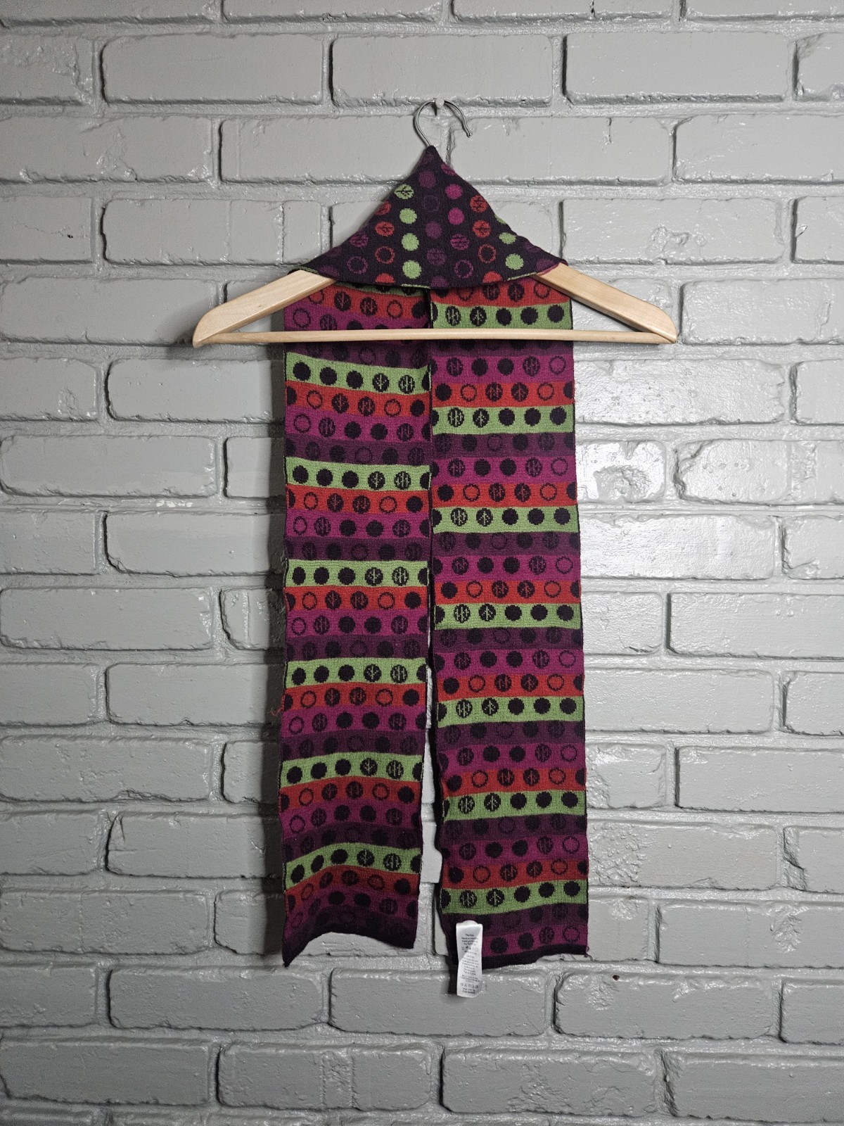 Ibex 100% Merino Wool Scarf Stripes Polka Dot