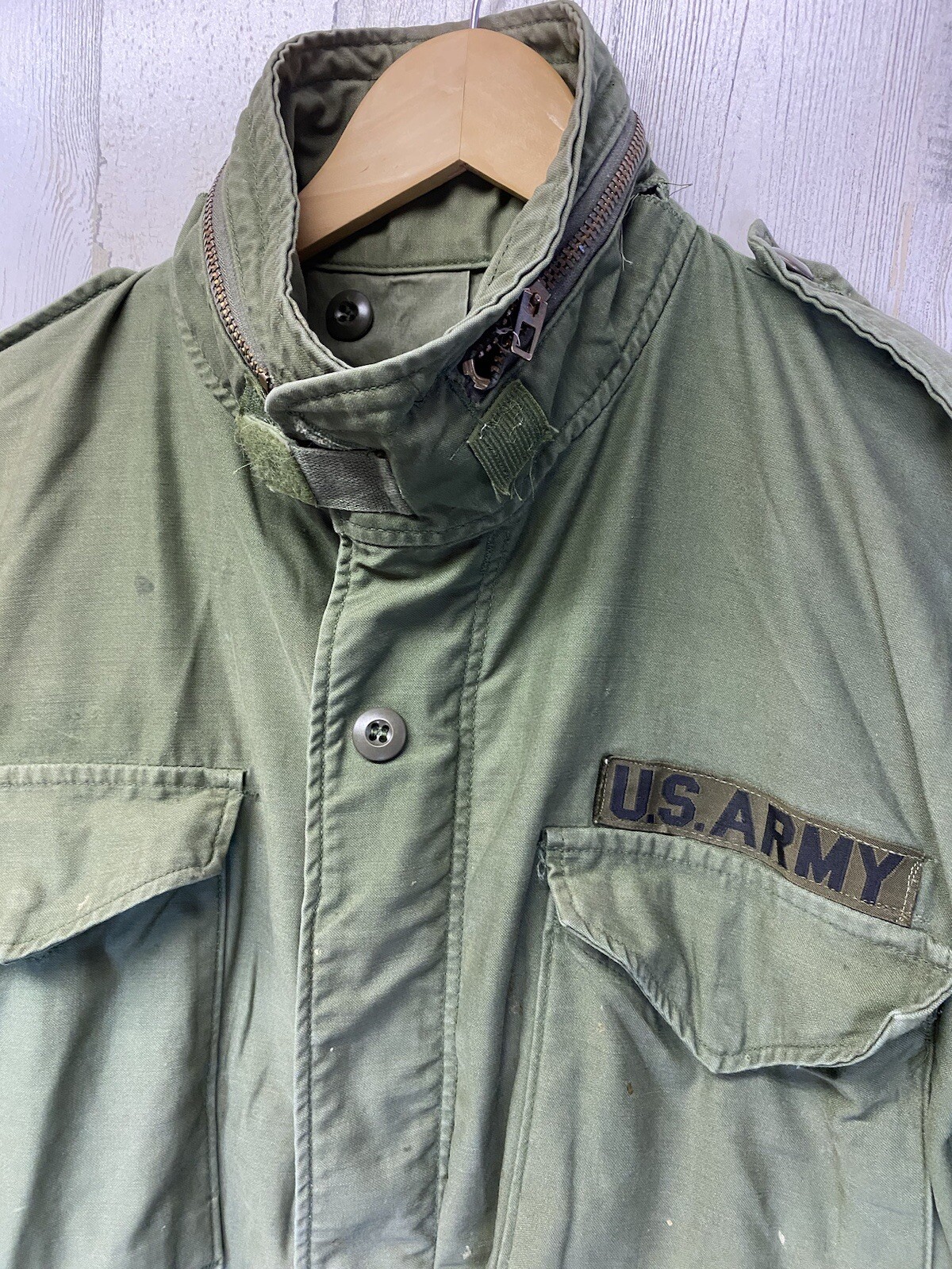 Vintage Olive Green Cold Weather Field Coat Medium Long OG-107 - Distressed Read