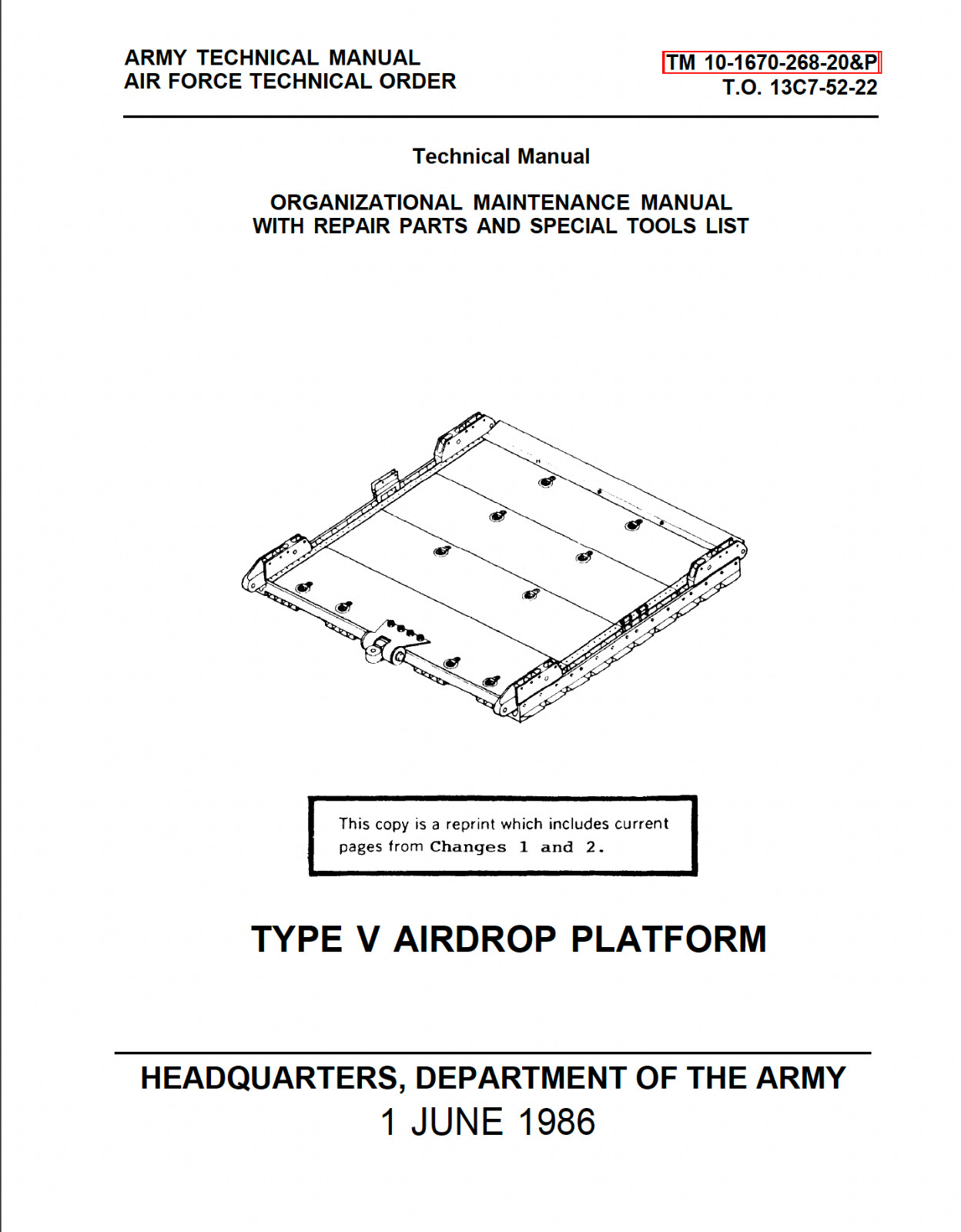 126 Page TM 10-1670-268-20& TYPE V AIRDROP PLATFORM LAPES Parachute on Data CD