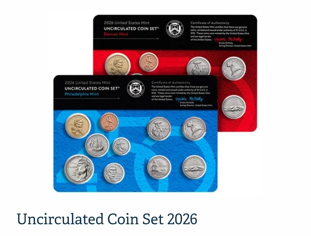 2026 Uncirculated 20 Coin Mint Set P D, mint Sealed Box.