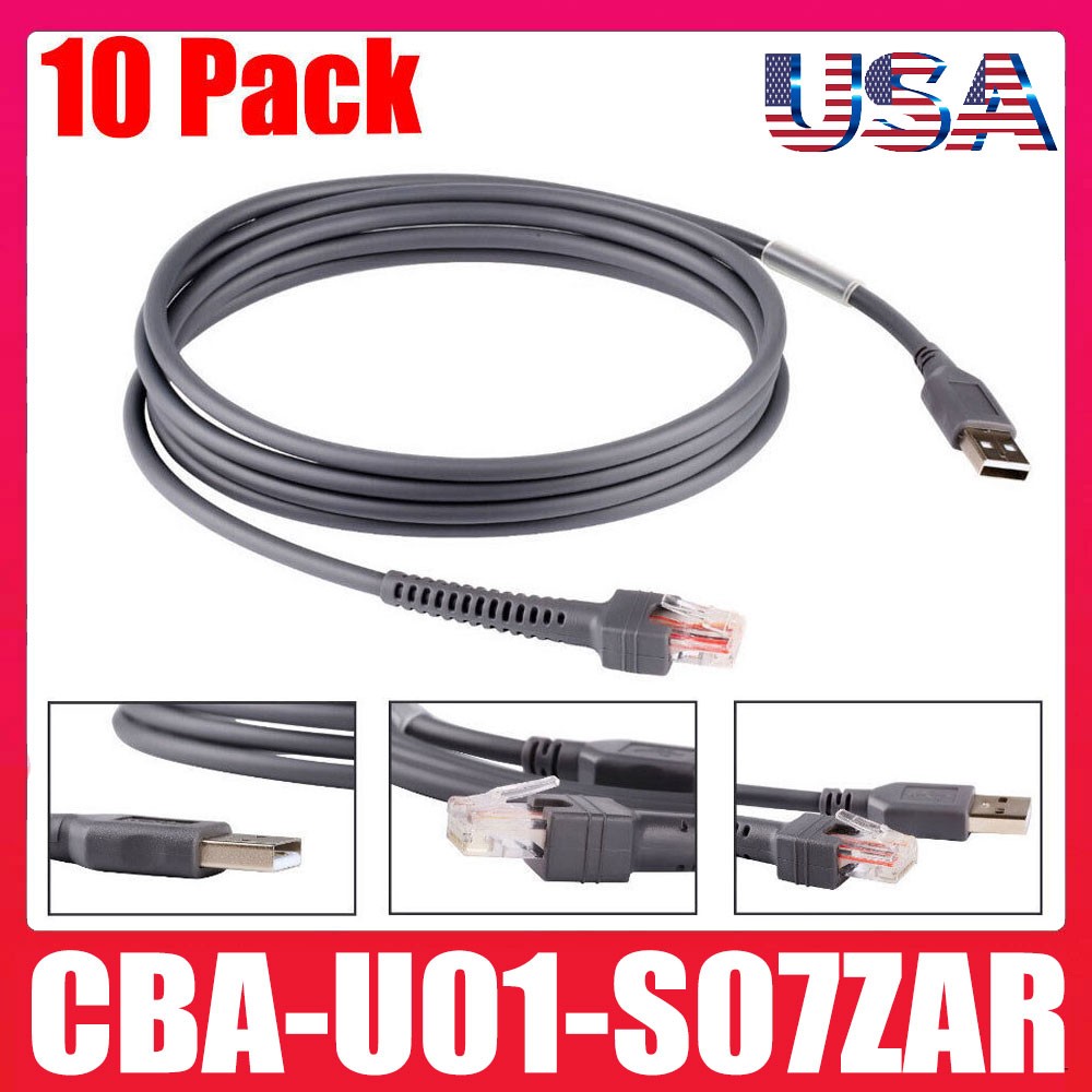 US 10 Pack 6FT USB Cable Barcode Scanner Cord For Symbol LS2208  CBA-U01-S07ZAR