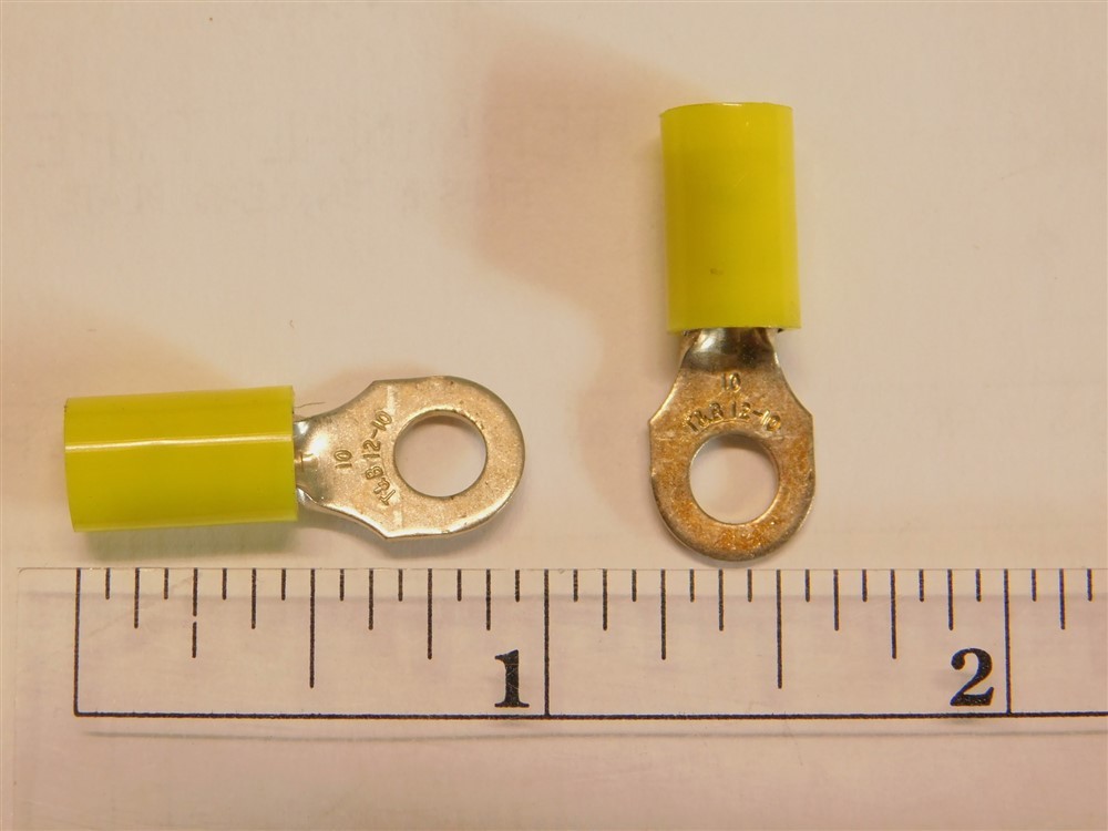 10 Thomas & Betts 10RC10 12-10AWG #10 Size Bolt Yellow Insulated Ring Terminals